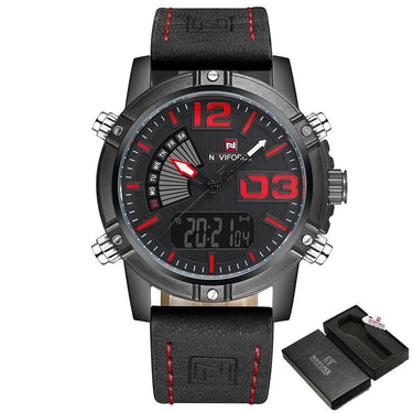 Men's Quartz Analog Sports Military Stainless Steel Leather Band Watches  -  GeraldBlack.com