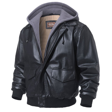 Men's Real Lambskin Leather Cotton Filling Winter Bomber Air Force Jacket - SolaceConnect.com