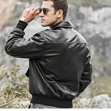 Men's Real Lambskin Leather Winter Warm Air Force Pilot Bomber Jacket - SolaceConnect.com