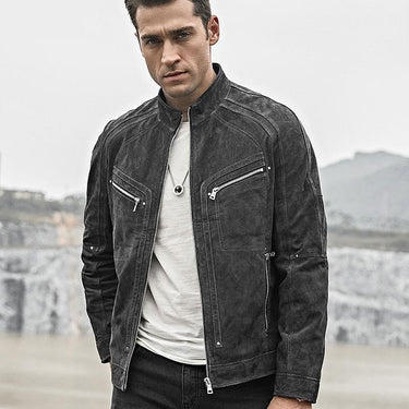 Men's Real Pigskin Leather Motorcycle Jacket with Zipper Closure  -  GeraldBlack.com