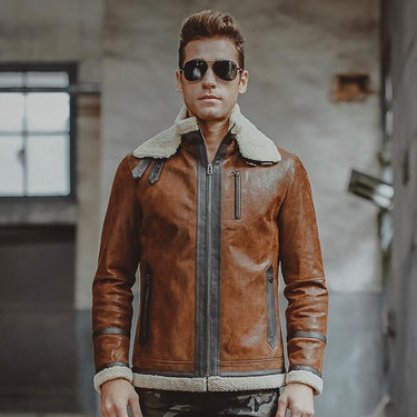 Men's Real Pigskin Leather with Faux Shearling Liner Motorcycle Jackets  -  GeraldBlack.com