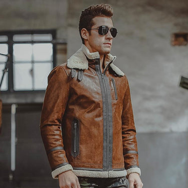 Men's Real Pigskin Leather with Faux Shearling Liner Motorcycle Jackets  -  GeraldBlack.com