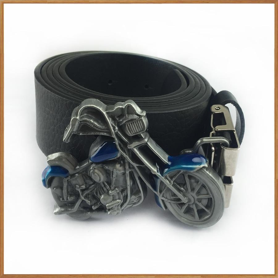 Men's Retro Cowboy Style Zinc Alloy Blue Enameled Motor Belt Buckle  -  GeraldBlack.com