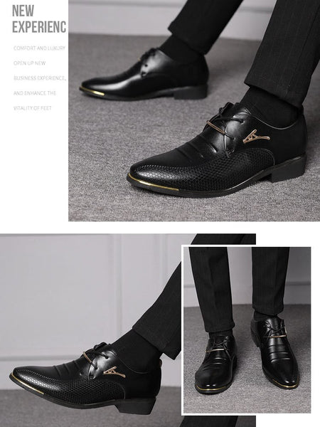 Men's Retro Fashion Leather Laceup Oxford Dress Shoes Work Footwear  -  GeraldBlack.com