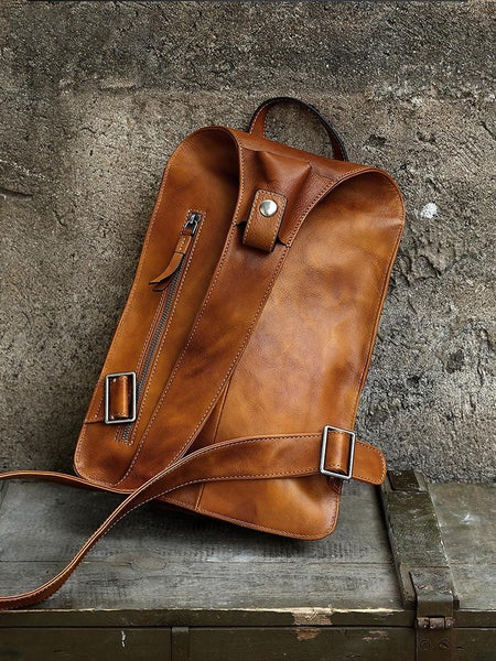 Men's Retro Fashioned Military Style Brown Cow Leather Shoulder Bags - SolaceConnect.com