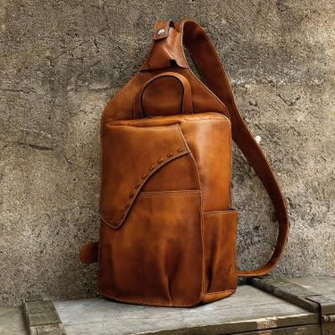 Men's Retro Fashioned Military Style Brown Cow Leather Shoulder Bags - SolaceConnect.com
