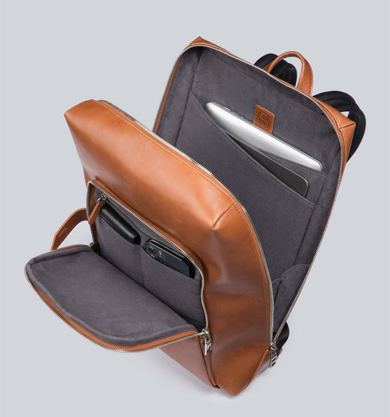 Men's Retro Genuine Leather Cowhide Business Laptop Travel Backpack  -  GeraldBlack.com