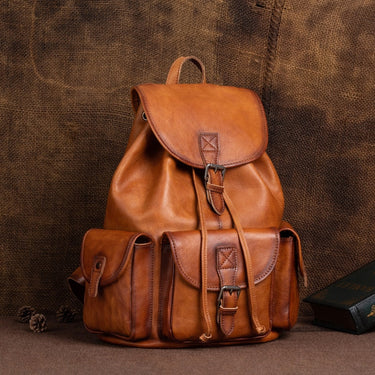 Men's Retro Genuine Leather Large Capacity Single-shoulder Backpack  -  GeraldBlack.com