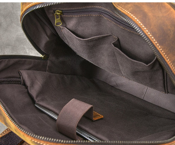 Men's Retro Genuine Leather Waterproof Large Capacity Outdoor BackPack  -  GeraldBlack.com