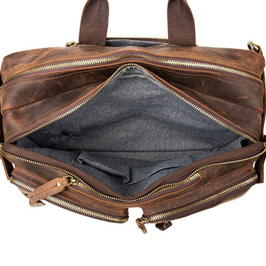 Men's Retro Handmade Crazy Horse Leather Travel Computer Backpacks  -  GeraldBlack.com