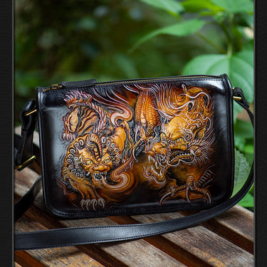 Men's Retro Handmade Genuine Leather Brave Troops Shoulder Handbags  -  GeraldBlack.com