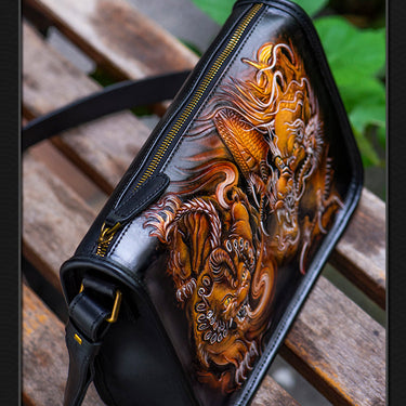 Men's Retro Handmade Genuine Leather Brave Troops Shoulder Handbags  -  GeraldBlack.com