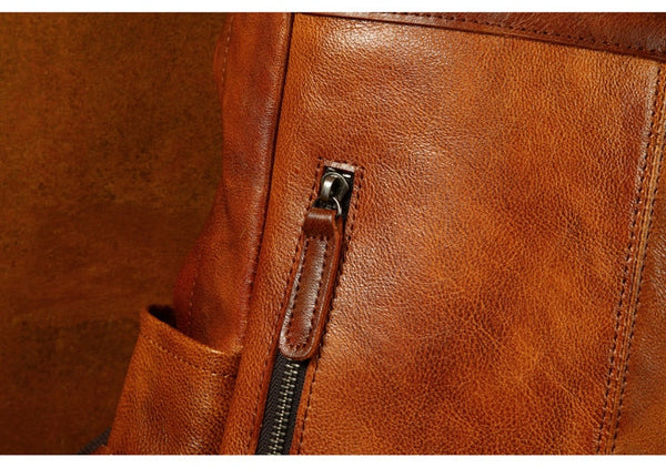 Men's Retro Handmade Genuine Leather Computer Large Backpacks  -  GeraldBlack.com