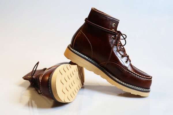 Men's Retro Italy Handmade Natural Leather Lace Up High Top Boots  -  GeraldBlack.com