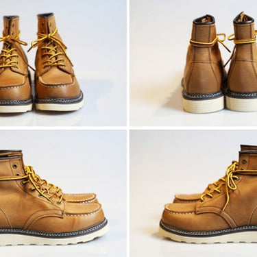 Men's Retro Italy Handmade Natural Leather Lace Up High Top Boots  -  GeraldBlack.com
