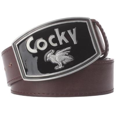 Men's Retro Leather Cocky Bird Metal Buckle Belt with Decorative Strap - SolaceConnect.com