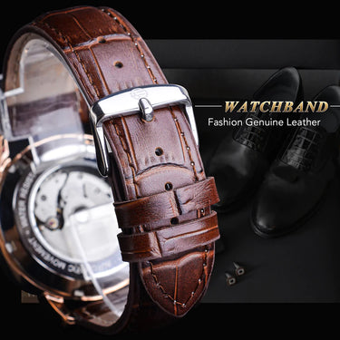 Men's Retro Luxury Automatic Mechanical Waterproof Leather Band Watch  -  GeraldBlack.com