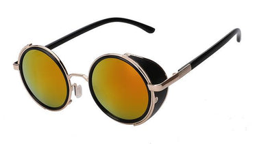 Men's Retro Vintage Steampunk Fashion Round Metal Wrap Designer Sunglasses - SolaceConnect.com