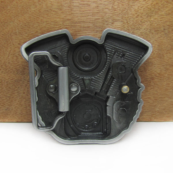 Men's Retro Zinc Alloy Motor Engine Cowboy Style Belt Buckle with 4cm Width Loop - SolaceConnect.com