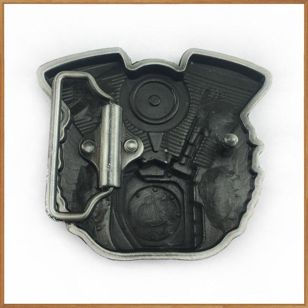 Men's Retro Zinc Alloy Motor Engine Cowboy Style Belt Buckle with 4cm Width Loop - SolaceConnect.com