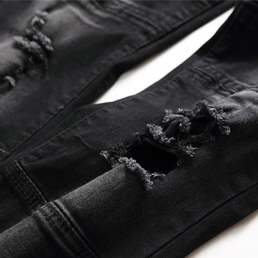 Men's Ripped Hole Biker Denim Slim Fit Camouflage Hip Hop Punk Jeans - SolaceConnect.com