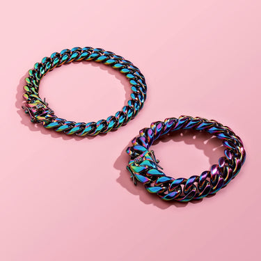 Men's Rock Hip Hop Fashion Colorful Stainless Steel Cuban Bracelets  -  GeraldBlack.com