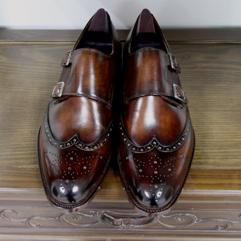 Men's Round Toe Full Grain Genuine Calf Leather Formal Brogue Shoes  -  GeraldBlack.com