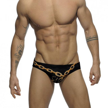 Men's Sexy Low Waist Chain Short Briefs Swimwear with Patchwork - SolaceConnect.com