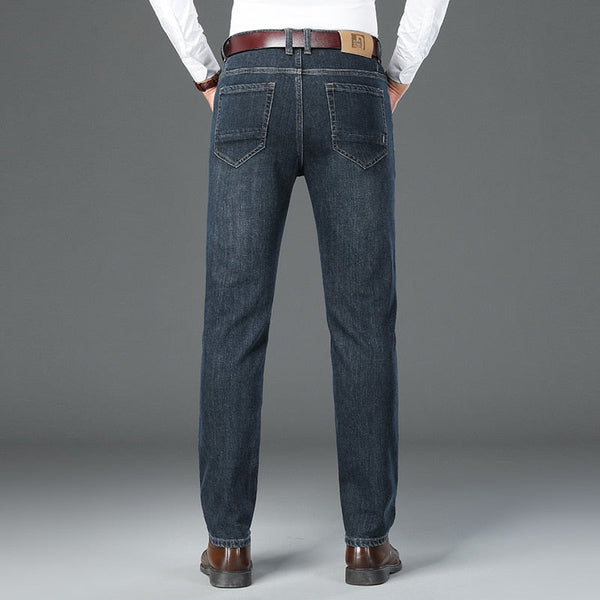 Men's Sheep Wool Classic Style Business Stretch Denim Jeans Pants  -  GeraldBlack.com