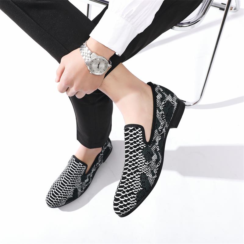 Men's Shoes Crocodile Striped Leather Breathable Office Loafers  -  GeraldBlack.com