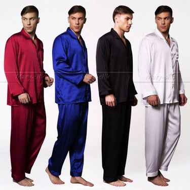 Men's Silk Satin Pajamas Set Sleepwear Lounge Wear Plus Size Fits All  -  GeraldBlack.com