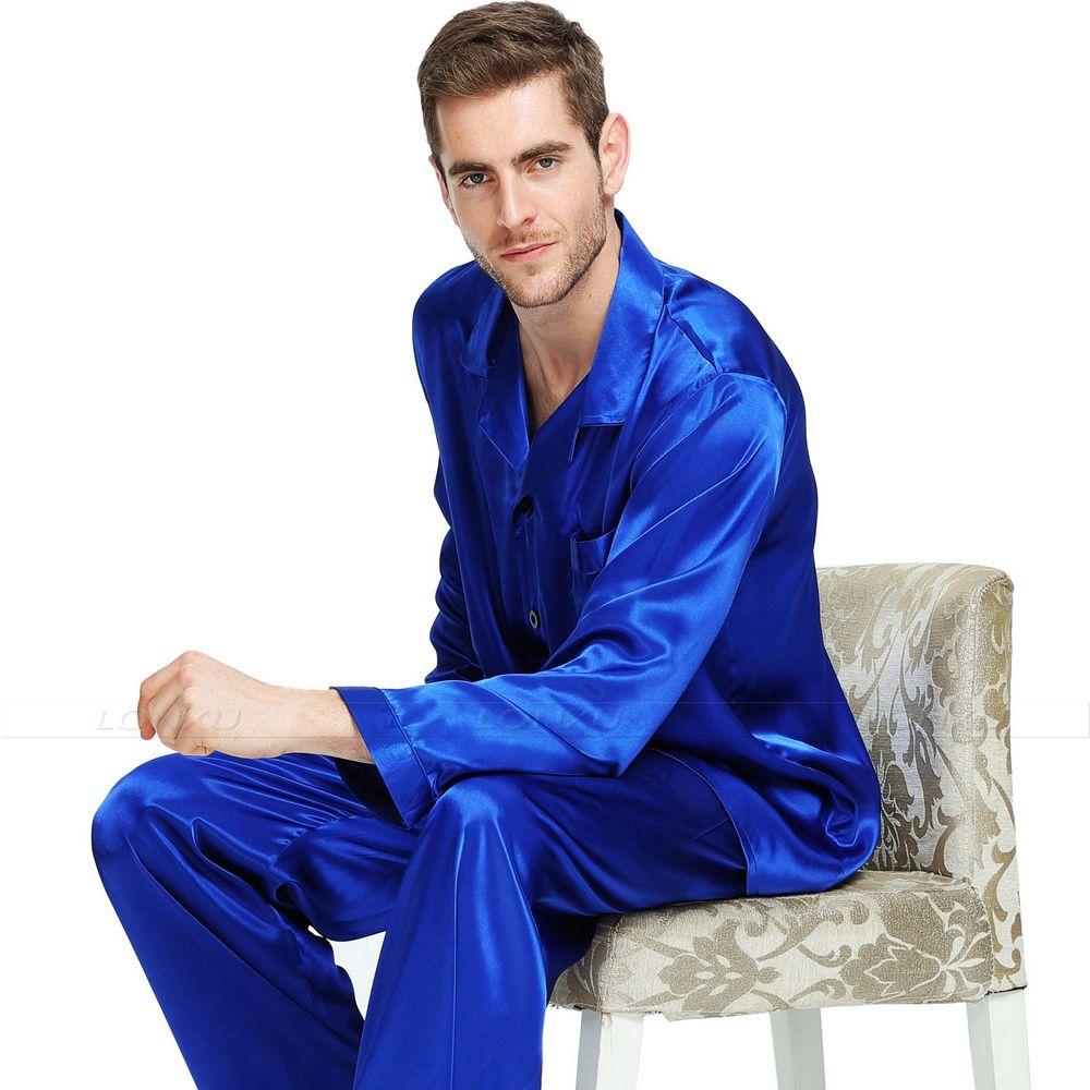 Men's Silk Satin Pajamas Set Sleepwear Lounge Wear Plus Size Fits All  -  GeraldBlack.com