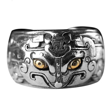 Men's Silver Chinese Myth Creature Punk Personality Bague Ring  -  GeraldBlack.com