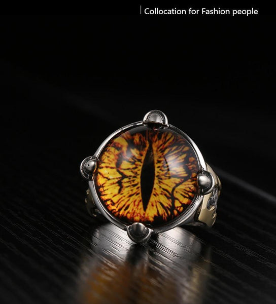 Unisex Silver Yellow Cubic Zirconia Stone Adjustable Vintage Ring - SolaceConnect.com
