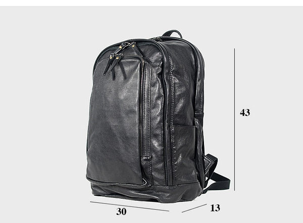 Men's Simple Fashion Cowhide Genuine Leather Backpack Laptop Bag  -  GeraldBlack.com