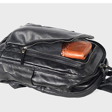 Men's Simple Fashion Cowhide Genuine Leather Backpack Laptop Bag  -  GeraldBlack.com
