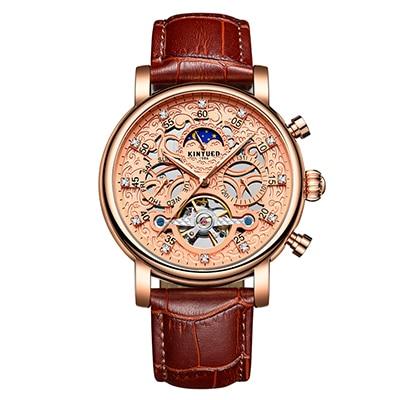 Men's Skeleton Design Automatic Sun Moon Phase Waterproof Mechanical Watch - SolaceConnect.com