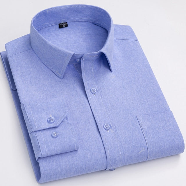 Men's Smart Casual Striped Print Single Patch Pocket Long Sleeve Shirt  -  GeraldBlack.com