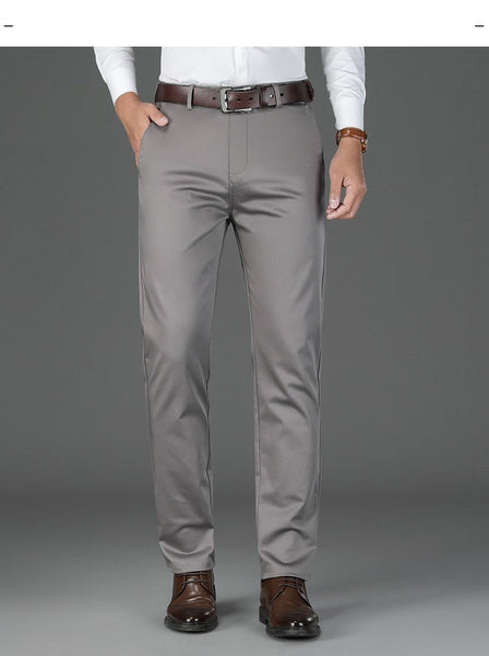 Men's Smart Fashion Cotton Elasticity Straight Business Casual Pants  -  GeraldBlack.com