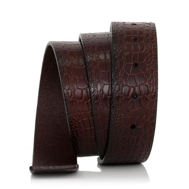 Men's Smooth Genuine Cowskin Leather Striped Strap Belt without Buckle  -  GeraldBlack.com