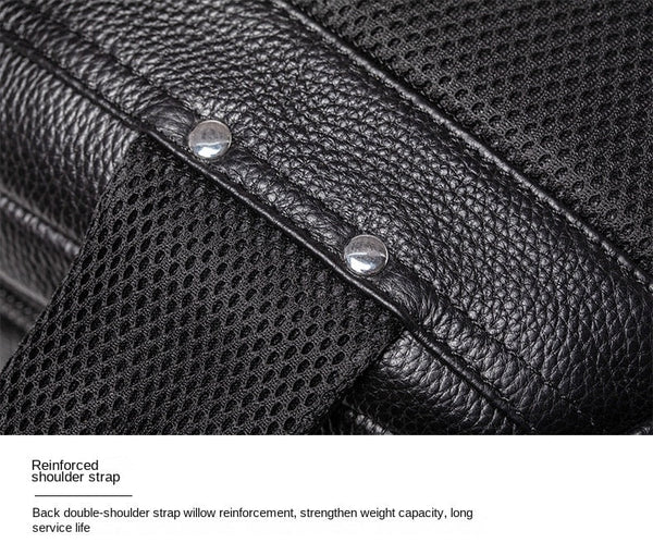 Men's Soft Genuine Leather Large Capacity Business Laptop Travel Backpack  -  GeraldBlack.com
