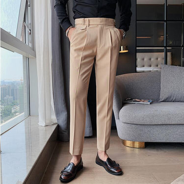 Men's Solid Color Slim Fit Elastic Waist Formal Business Casual