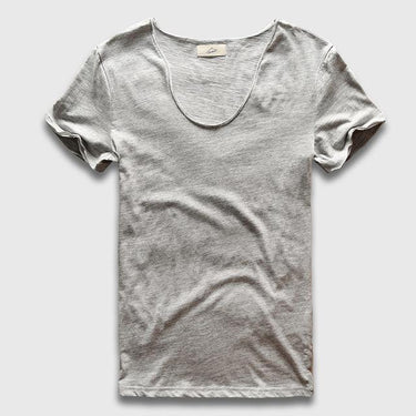 Men's Solid Cotton V Neck Slim Fit Short Sleeve Basic T-Shirt Top Tees - SolaceConnect.com