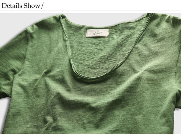 Men's Solid Cotton V Neck Slim Fit Short Sleeve Basic T-Shirt Top Tees  -  GeraldBlack.com
