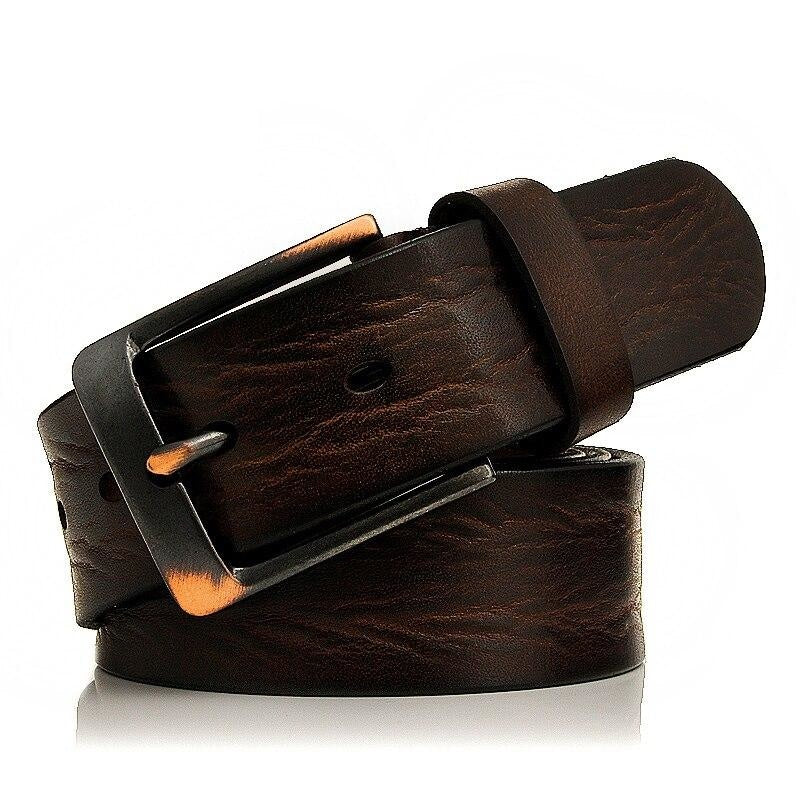 Men's Solid Genuine Leather Pin Buckle Wide Strap Business Belt  -  GeraldBlack.com