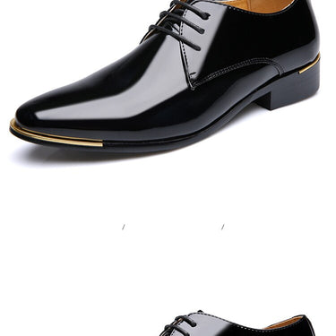 Men's Solid Patent Leather Pointed-Toe Office Wedding Oxford Dress Shoes  -  GeraldBlack.com