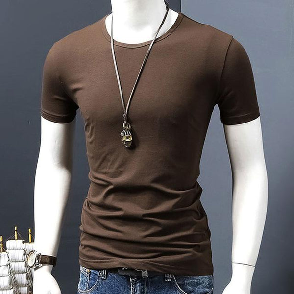 Men's Solid Summer Clothing Casual T-Shirt with Short Sleeve O-Neck - SolaceConnect.com