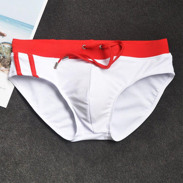 Men's Solid White Color Padded Triangle Swimming Brief Trunks - SolaceConnect.com