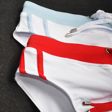 Men's Solid White Color Padded Triangle Swimming Brief Trunks - SolaceConnect.com
