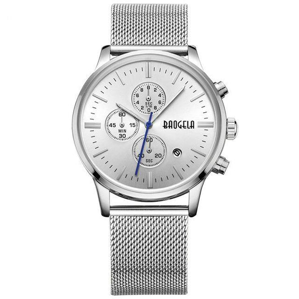 Men's Sports Fashion Stainless Steel Mesh Band Watches with Auto Date - SolaceConnect.com
